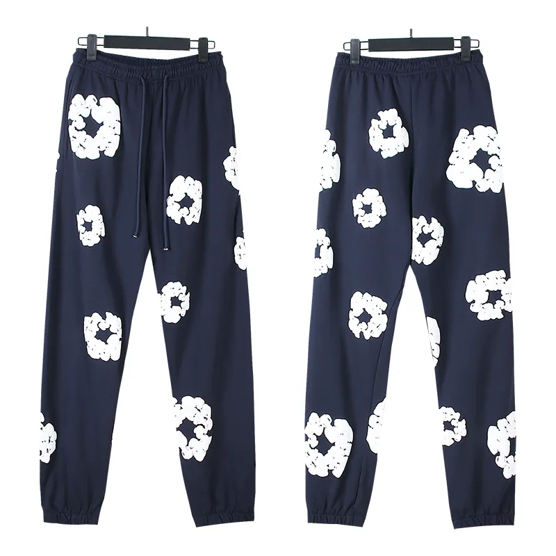 720# P186 Real shot DENIM TEARS main line Kapok foam printed American casual sweatpants Fabric 380g pure cotton terry cloth Color: black gray black-gray red dark green royal blue orange pink light blue carbon gray color blue white purple lake blue code number: S M L XL